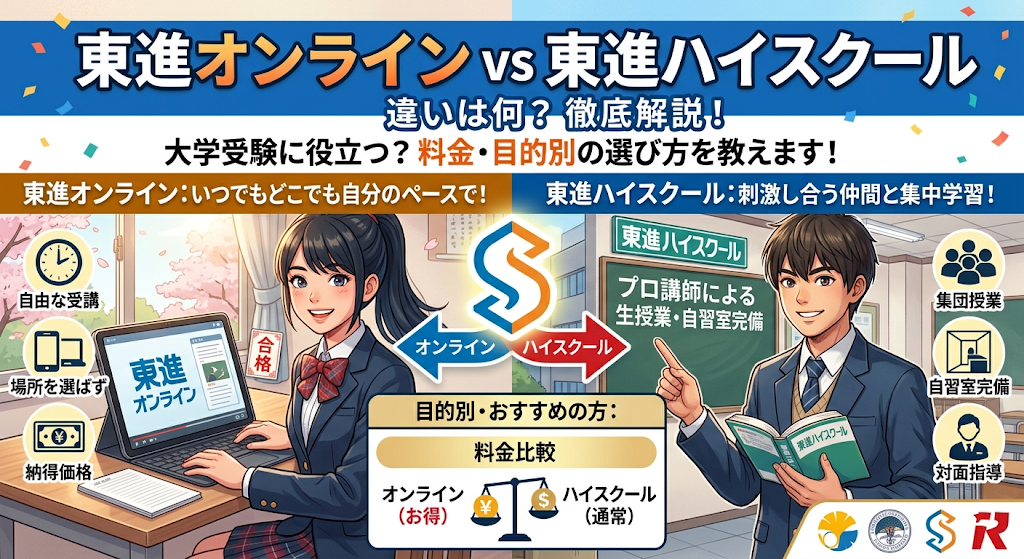 東進オンラインと東進ハイスクールの違い、大学受験に役立つ