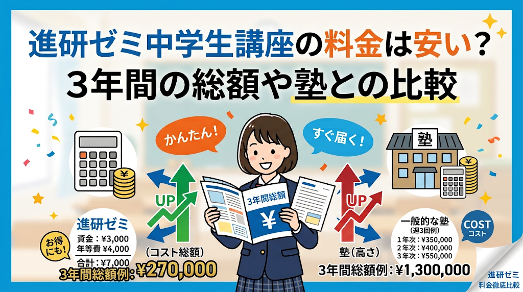 進研ゼミ中学生講座の料金は安い？