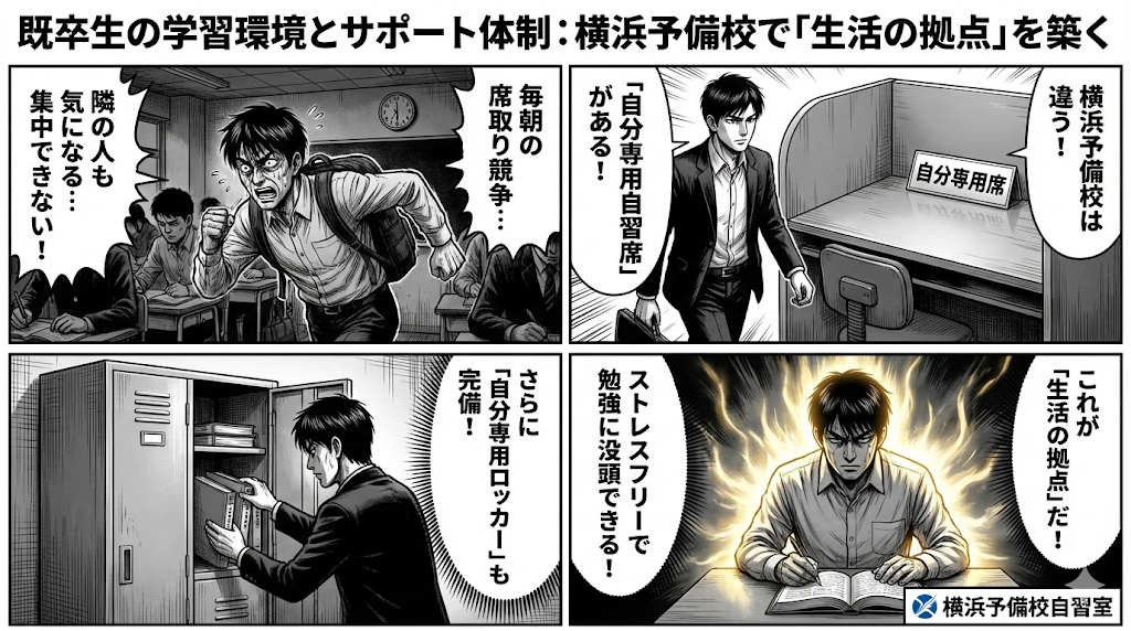 「自分専用自習席」と「ロッカー」の確保