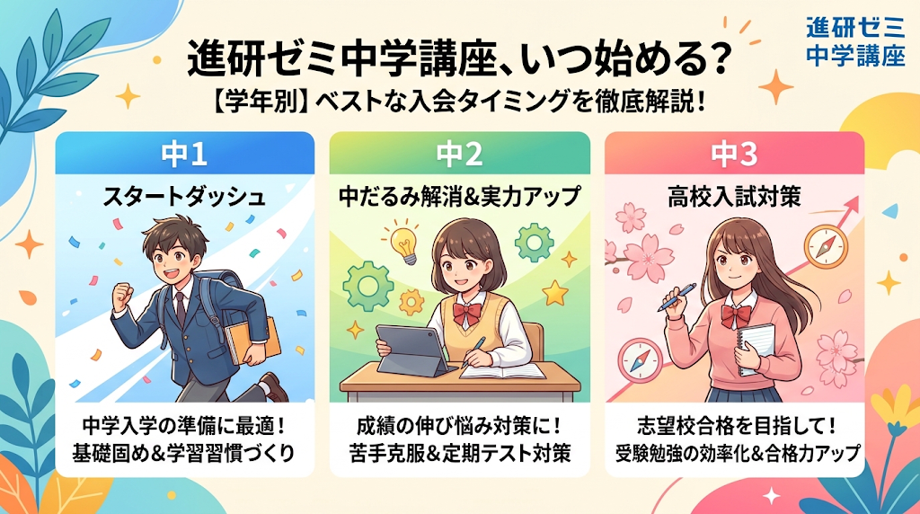 進研ゼミ中学講座はいつ始める？学年別のベストな入会タイミングとは