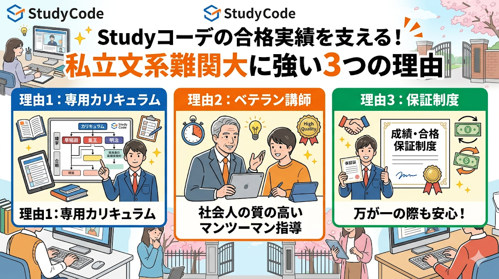 Studyコーデの合格実績を支える!私立文系の難関大に強い3