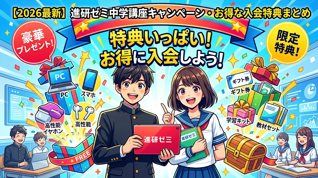 進研ゼミ中学講座キャンペーン・お得な入会特典まとめ