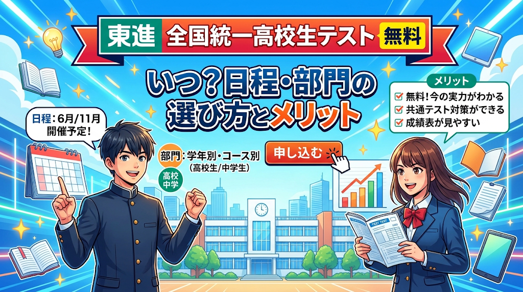 東進 全国統一高校生テスト日程・部門の選び方