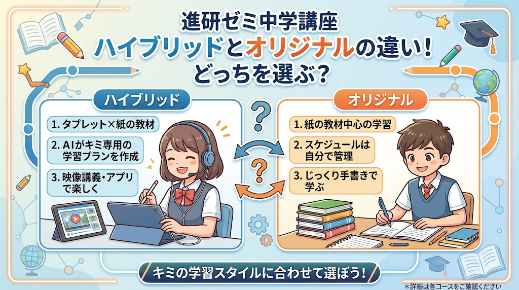 進研ゼミ中学講座ハイブリッドとオリジナルのどっちを選ぶか
