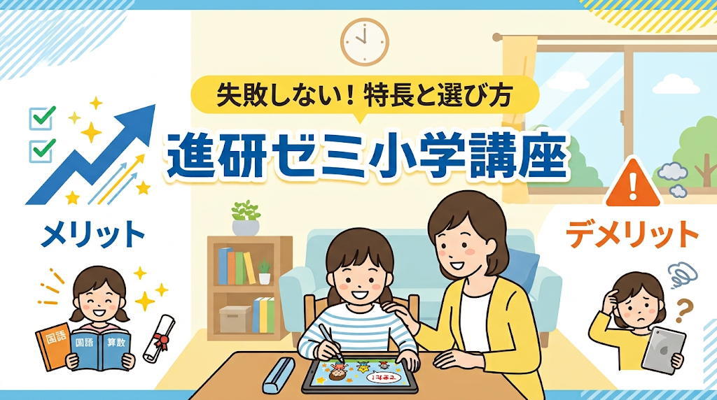 進研ゼミ小学講座のメリット・デメリットと失敗しない選び方を解説するアイキャッチ画像